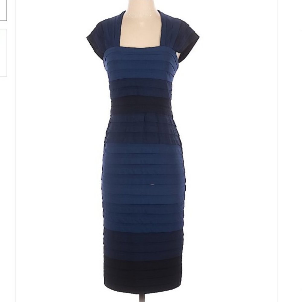 Tadashi Shoji Blue Ombre Layered  Dress Sz 2